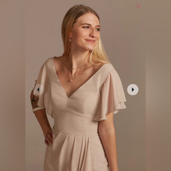 David’s Bridal flutter sleeve bridesmaid dress with cascade - Picture 3 of 5